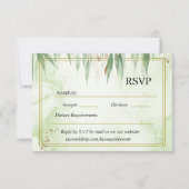 Eucalyptus Lijst Groen Goud Bladgroen Waterverf RSVP Kaartje (Voorkant)