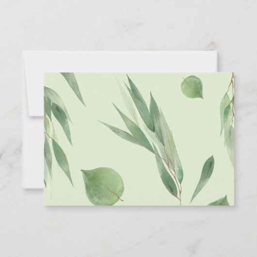 Eucalyptus Lijst Groen Goud Bladgroen Waterverf RSVP Kaartje (Achterkant)