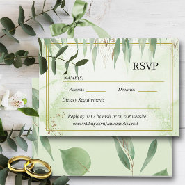 Eucalyptus Lijst Groen Goud Bladgroen Waterverf RSVP Kaartje