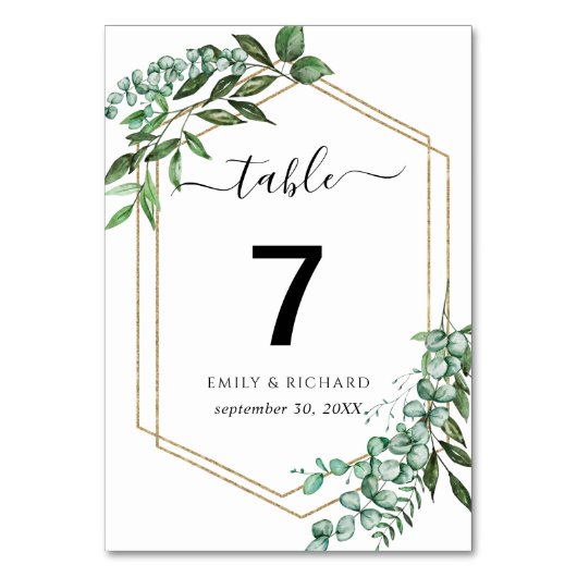 Eucalyptus lijst tafelnummer (Voorkant)