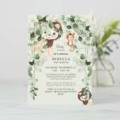 Eucalyptus Lion Monkey Baby shower Foliage Mint Kaart (Staand voorkant)