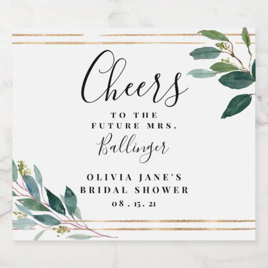 Eucalyptus Loof Bruidsdouche  Sparkling Wijnetiket (Enkel label)