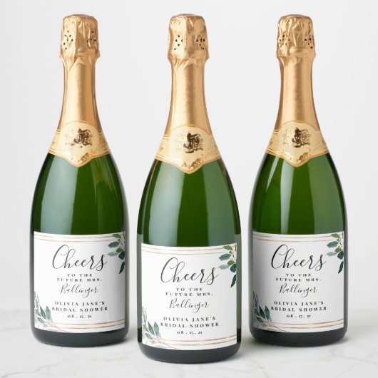 Eucalyptus Loof Bruiloftsborrel  Sparkling Wijnetiket (Flessen)