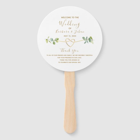 Eucalyptus Loof Bruiloftsprogramma Handventilator Handwaaier (Voorkant)