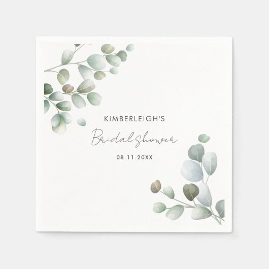 Eucalyptus Loof Bruiloftsshower Papier Servet (Voorkant)