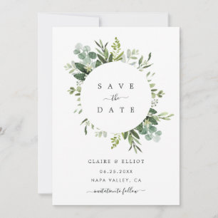 Eucalyptus Loof Cirkel Frame Bewaar de Datum Kaart
