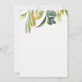 Eucalyptus loof gouden kruis doop uitnodiging (Achterkant)