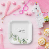 Eucalyptus Loof Groene Bruiloftsborrel Papieren Bordje (Feest)