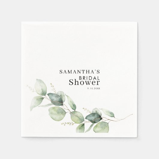 Eucalyptus Loof Groene Bruiloftsshower Papier Servet (Voorkant)