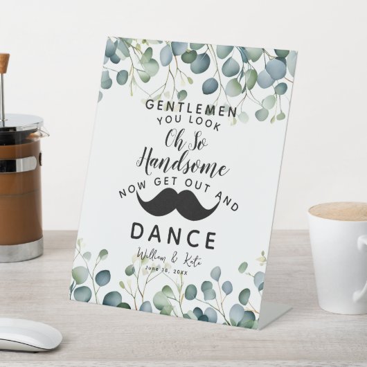 Eucalyptus loof HEREN BADKAMER bruiloft Reclamebord Met Voetstuk (Insitu)