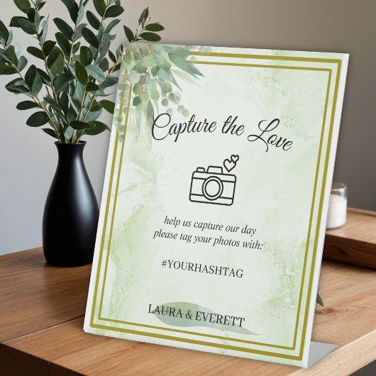 Eucalyptus Loof Huwelijksfoto Gastboek  Reclamebord Met Voetstuk