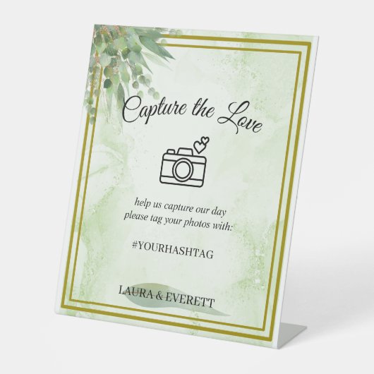 Eucalyptus Loof Huwelijksfoto Gastboek  Reclamebord Met Voetstuk (Voorkant)