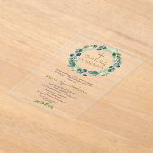 Eucalyptus Loof Krans Kruis Jongen Heilige Communi Acryl Uitnodigingen (Laagn)