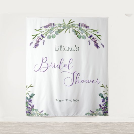 Eucalyptus Loof Lavendel Bloemen Bruidsdiner Wandkleed (Voorkant)