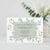 Eucalyptus Loof Navy Blauw Botanisch Huwelijk Informatiekaartje (Staand voorkant)