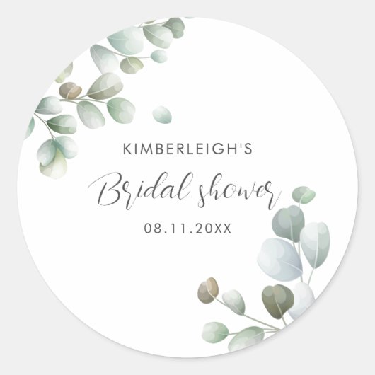 Eucalyptus Loof Script Bruiloft Feest Bedankt Ronde Sticker (Voorkant)