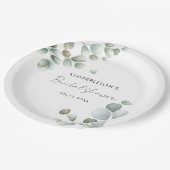 Eucalyptus Loof Script Bruiloftsborrel Papieren Bordje (Gekanteld)