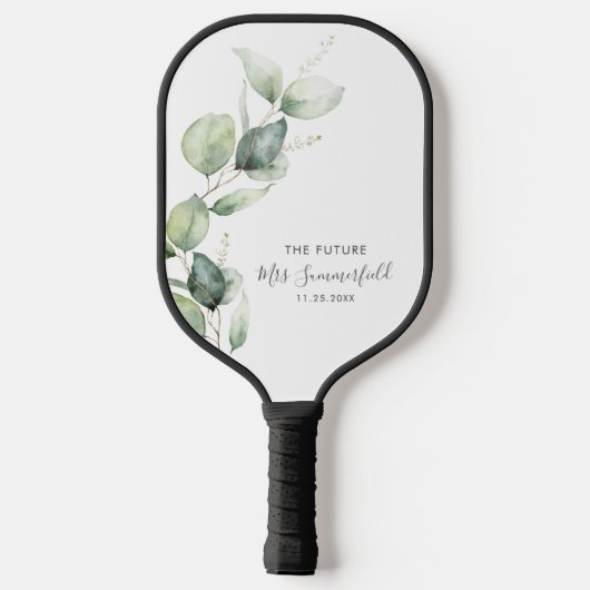 Eucalyptus Loof Script Bruiloftsborrel Pickleball Paddle (Achterkant)