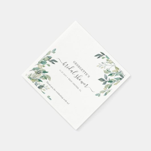 Eucalyptus Loof Script Groene Bruiloft Feest Servet (Hoek)