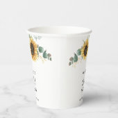 Eucalyptus Loof Sunflower Bloem Bruidsfeest Papieren Bekers (Rechts)