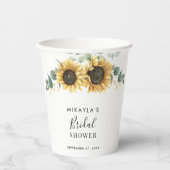 Eucalyptus Loof Sunflower Bloem Bruidsfeest Papieren Bekers (Voorkant)