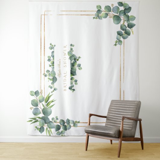 Eucalyptus Loofwerk Gouden Lijst Bruidsdouche Deco Wandkleed (In situ)