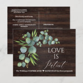 Eucalyptus Love is Patiënt Script Wedding Update Briefkaart (Voorkant / Achterkant)