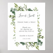 Eucalyptus Love is Sweet Weddenschap-balie Sign Poster (Voorkant)