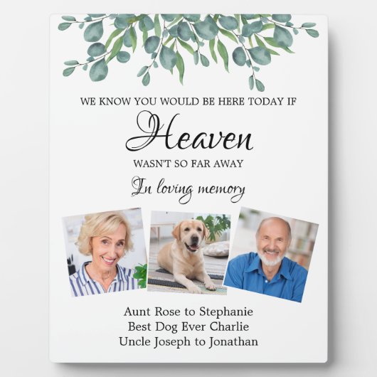 Eucalyptus Loving Memory 3 Photo Memorial Weddensc Fotoplaat (Voorkant)