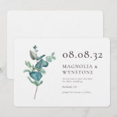 Eucalyptus Luxury Linen Wedding Save The Date (Voorkant / Achterkant)