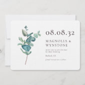 Eucalyptus Luxury Linen Wedding Save The Date (Voorkant)