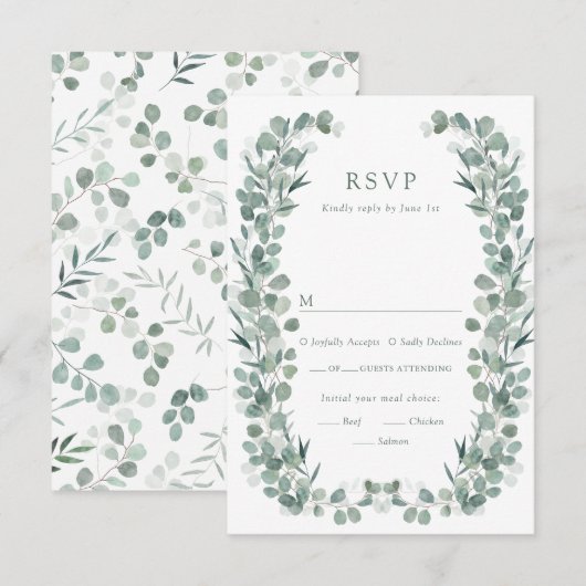 Eucalyptus Maaltijden RSVP Kaart (Voorkant / Achterkant)