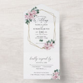 Eucalyptus Magnolia Floral Geometric Wedding All In One Uitnodiging (Binnen)