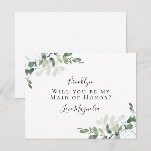 Eucalyptus Maid of Honor Voorstel (Voorkant / Achterkant)