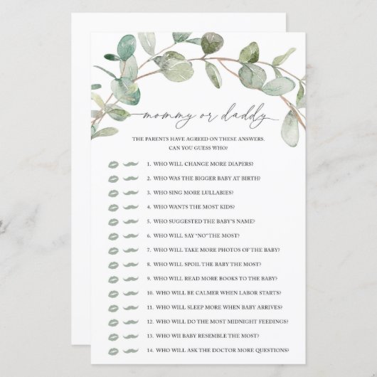 Eucalyptus Mammie of papa Game (Voorkant / Achterkant)