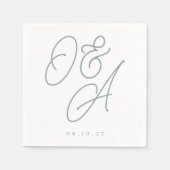Eucalyptus | Manuscript Watermark Monogram Weddens Servet (Voorkant)