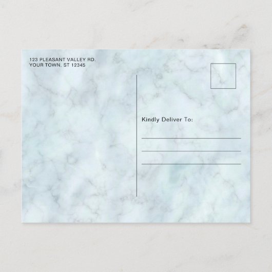 Eucalyptus Marble Photo Weddenschap Save the Date Aankondigingskaart (Achterkant)