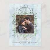 Eucalyptus Marble Photo Weddenschap Save the Date Aankondigingskaart (Voorkant)