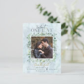 Eucalyptus Marble Photo Weddenschap Save the Date Aankondigingskaart (Staand voorkant)