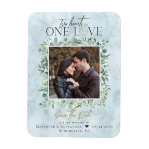 Eucalyptus Marble Photo Weddenschap Save the Date Magneet