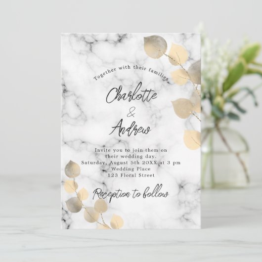 Eucalyptus marmer gouden gouden kaart (Staand voorkant)