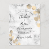 Eucalyptus marmer gouden gouden uitnodiging briefkaart (Voorkant)