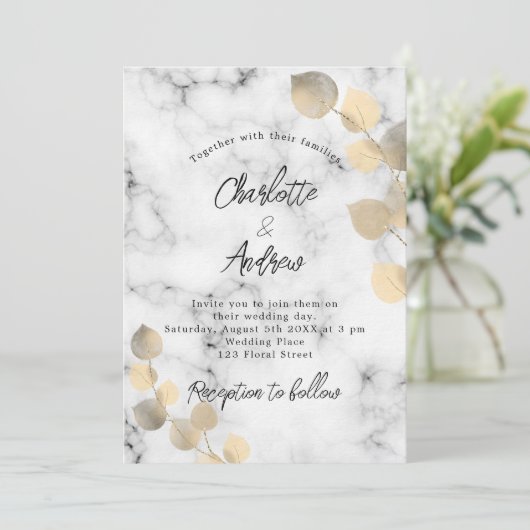 Eucalyptus marmer gouden luxe kaart (Staand voorkant)