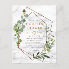 Eucalyptus-marmer met koperen geometrische eucalyp aankondigingskaart