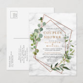 Eucalyptus-marmer met koperen geometrische eucalyp aankondigingskaart (Voorkant / Achterkant)