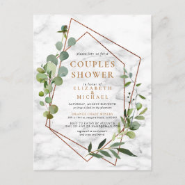 Eucalyptus-marmer met koperen geometrische eucalyp aankondigingskaart