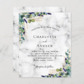 Eucalyptus marmer QR code bruiloft uitnodiging (Voorkant / Achterkant)