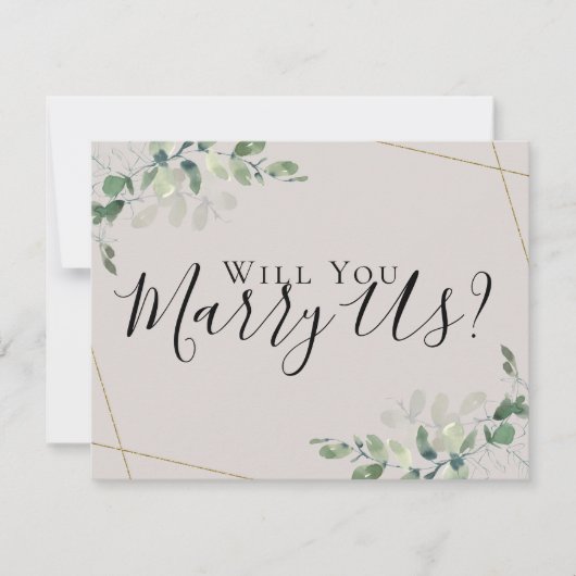 Eucalyptus Marry Us Wil je onze ceremoniemeester z Kaart (Voorkant)