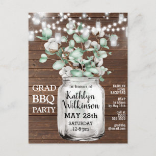 Eucalyptus Mason Jar Graduation Party Invitation Briefkaart
