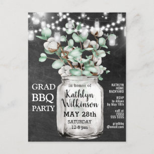 Eucalyptus Mason Jar Graduation Party Invitation Briefkaart